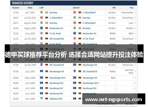 德甲买球推荐平台分析 选择合适网站提升投注体验